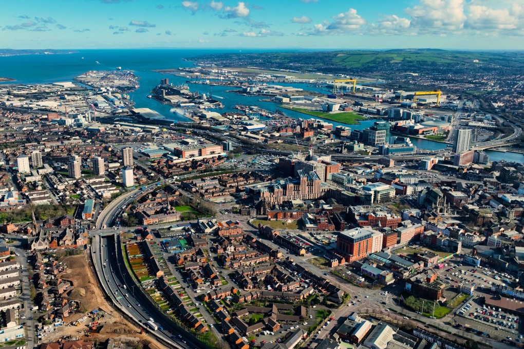 An aerial view of Belfast, the capital of Northern Ireland. China is eyeing increased investment in Northern Ireland, which has a unique status as part of both the United Kingdom and the European single market. Photo: Getty Images