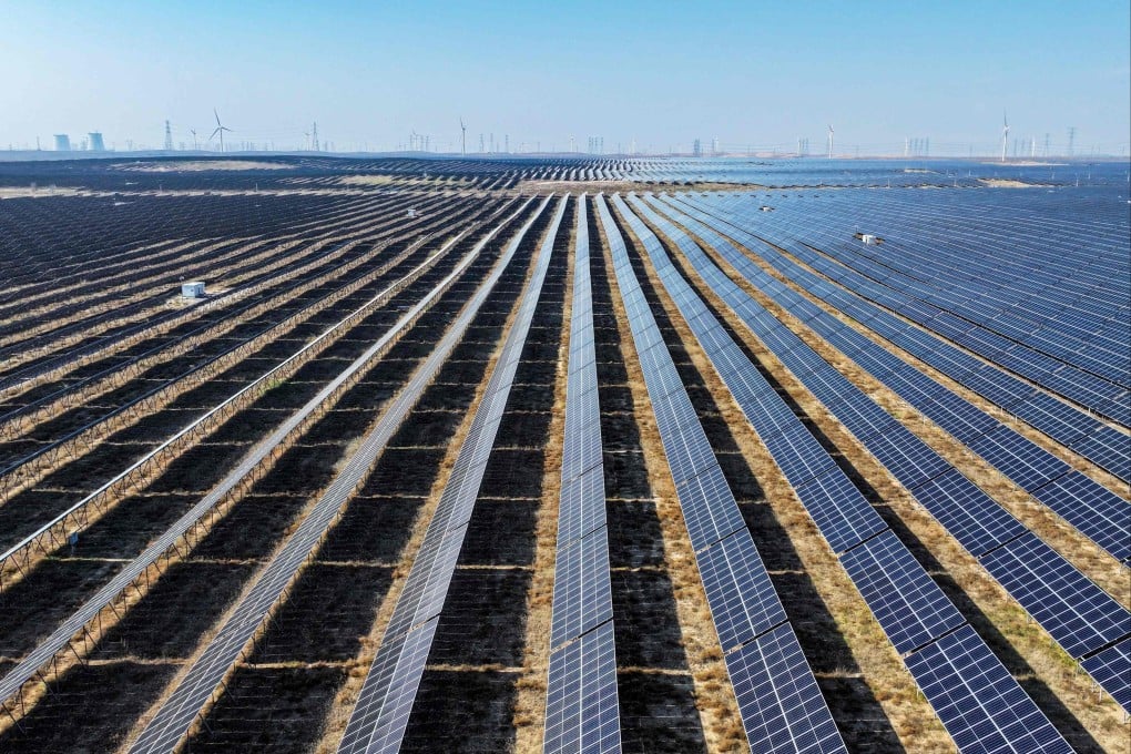 Solar panels at a solar photovoltaic farm in Lingwu, Ningxia Hui autonomous region, on November 2. Photo: AFP