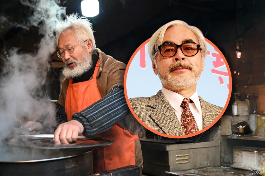 A wonton shop owner in China has gained fame for his resemblance to renowned Japanese animator Hayao Miyazaki, as he generously provides free meals to those in need. Photo: SCMP composite/RedNote/AFP