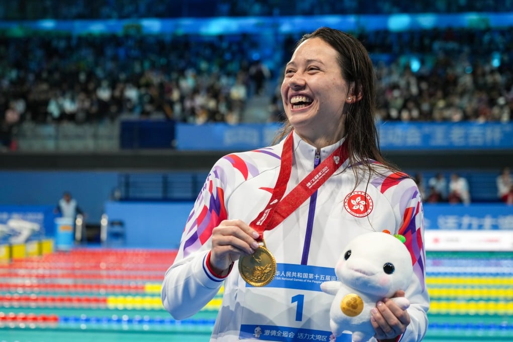 A delighted Siobhan Haughey doesn’t bother to hide her joy after winning the women’s 200m freestyle. Photo: Eugene Lee
