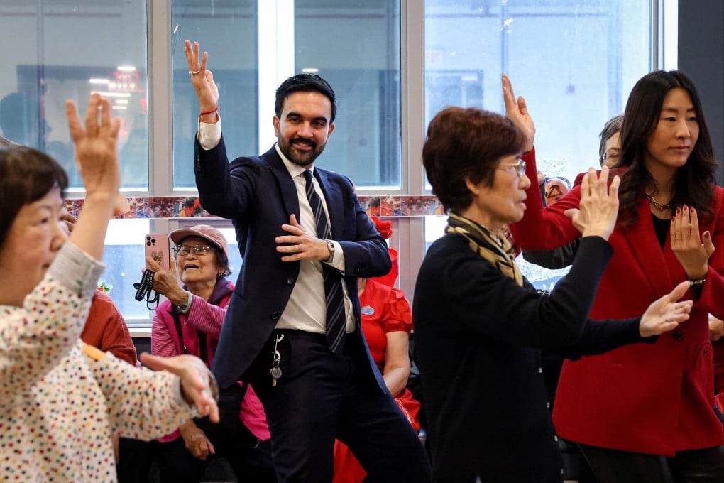 Zohran Mamdani, then Democratic candidate for New York mayor, performs tai chi while campaigning at a senior centre in Manhattan’s Lower East Side neighborhood on October 31. Photo: Reuters