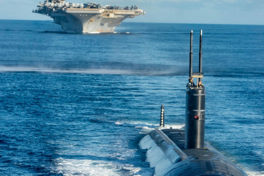 The nuclear-powered USS Annapolis submarine taking part in an anti-submarine exercise held by South Korea, the US and Japan in international waters off the Korean peninsula in 2023. Photo: AFP/South Korean Defence Ministry