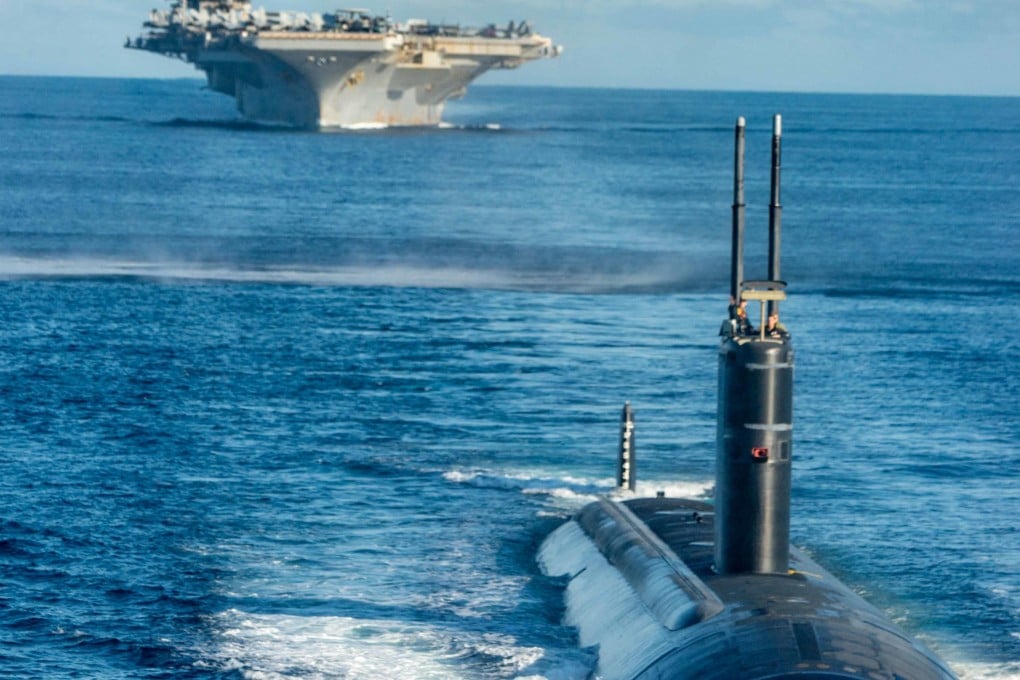 The nuclear-powered USS Annapolis submarine taking part in an anti-submarine exercise held by South Korea, the US and Japan in international waters off the Korean peninsula in 2023. Photo: AFP/South Korean Defence Ministry