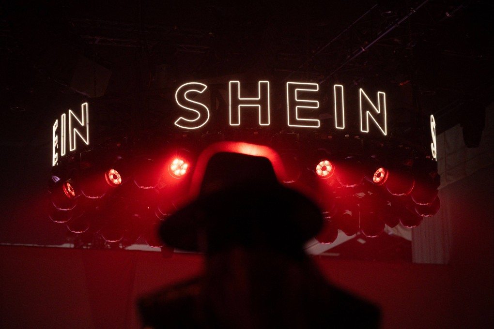 The Shein logo is seen during the Urban Ritual fashion show organised by Chinese company in Milan in October. Photo: AFP