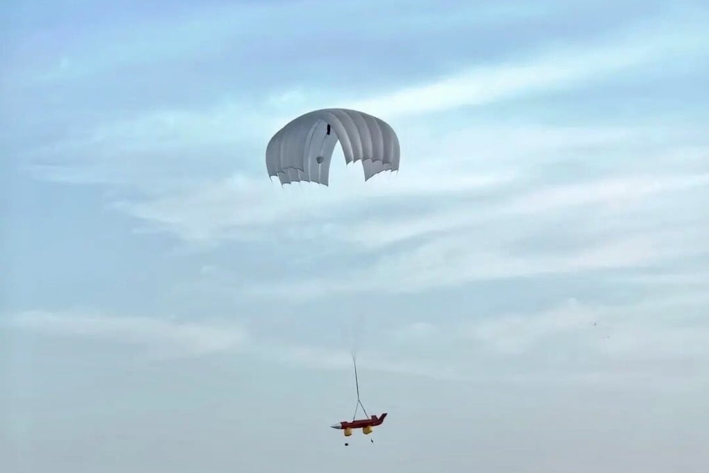 Test flight sees engine carry a small target drone to 6 km altitude and reach about three-quarters the speed of sound, according to state broadcaster CCTV. The drone was recovered using a parachute. Photo: CCTV