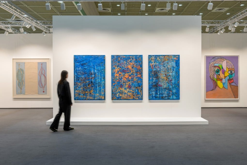 Fine art, like this triptych by Mark Bradford on display at Hong Kong’s Hauser & Wirth gallery, is just a more rarefied form of collectible. Photo: Handout