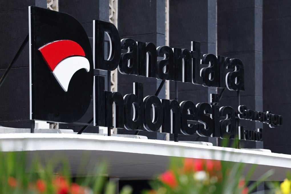 A sign for Indonesia’s sovereign wealth fund Danantara is seen in front of its headquarters in Jakarta, Indonesia. Photo: Reuters