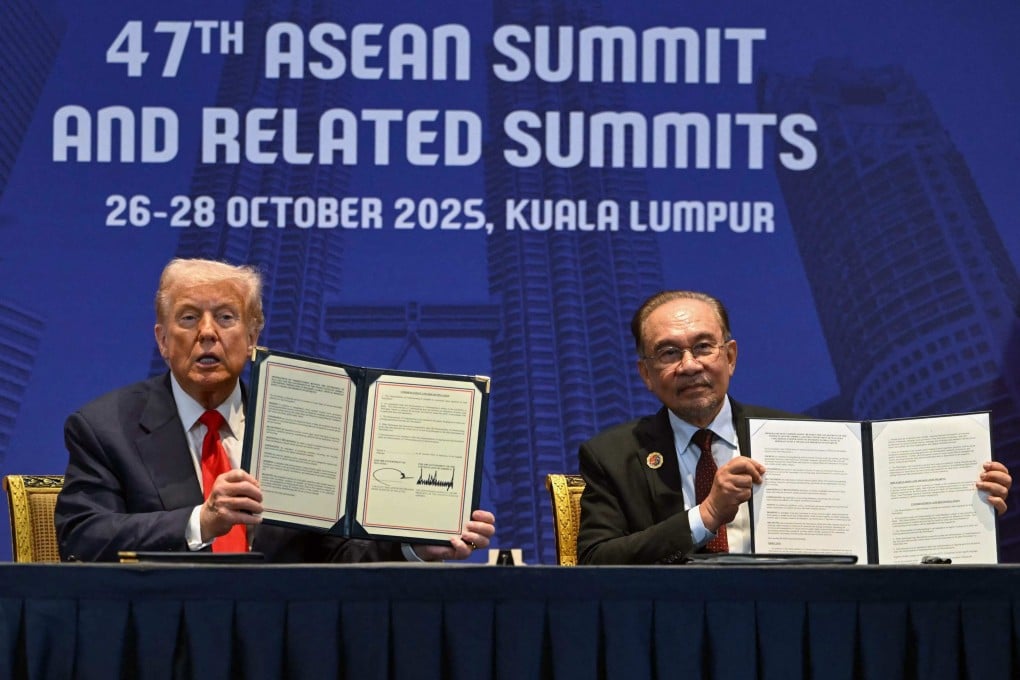 US President Donald Trump signed a critical minerals deal with Malaysian Prime Minister Anwar Ibrahim on the sidelines of the Asean Summit in Kuala Lumpur on October 26. Photo: AFP