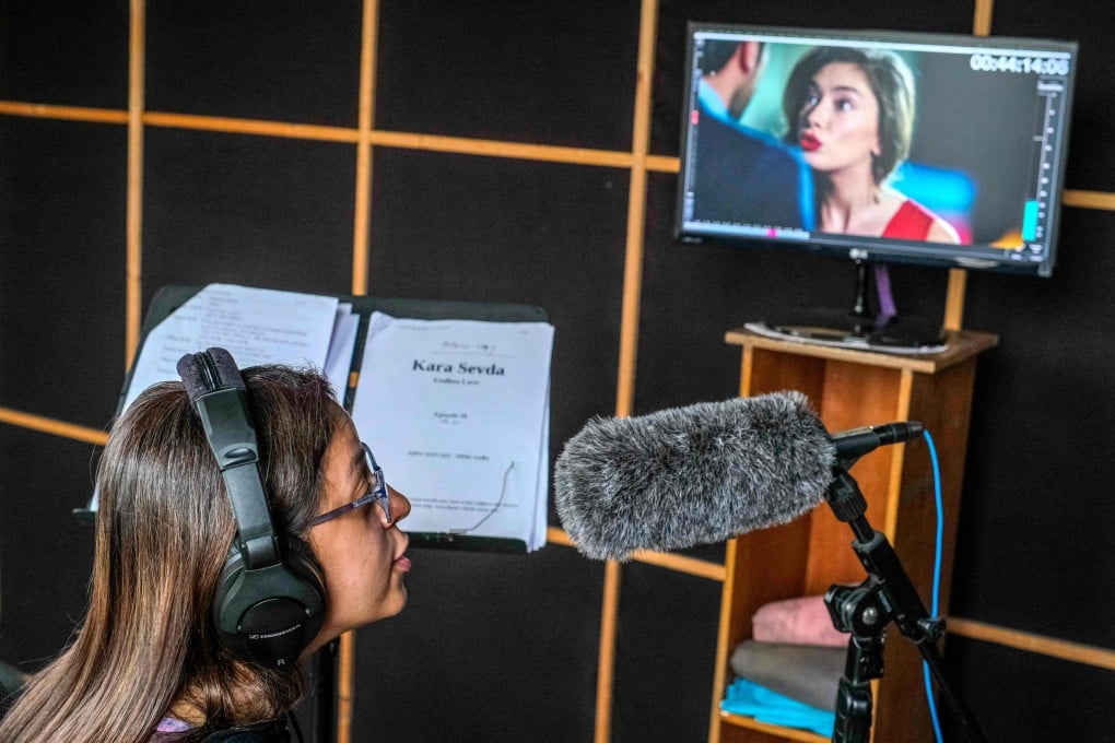 Voiceover artist Rubaiya Matin Gity dubs her part in the Turkish soap opera “Kara Sevda”, or “Endless Love”, at Deepto TV in Dhaka in October. The success of Turkish shows, challenging the once-unrivalled popularity of Indian television dramas, is the sign of a change that extends far beyond Bangladeshi screens. Photo: AFP