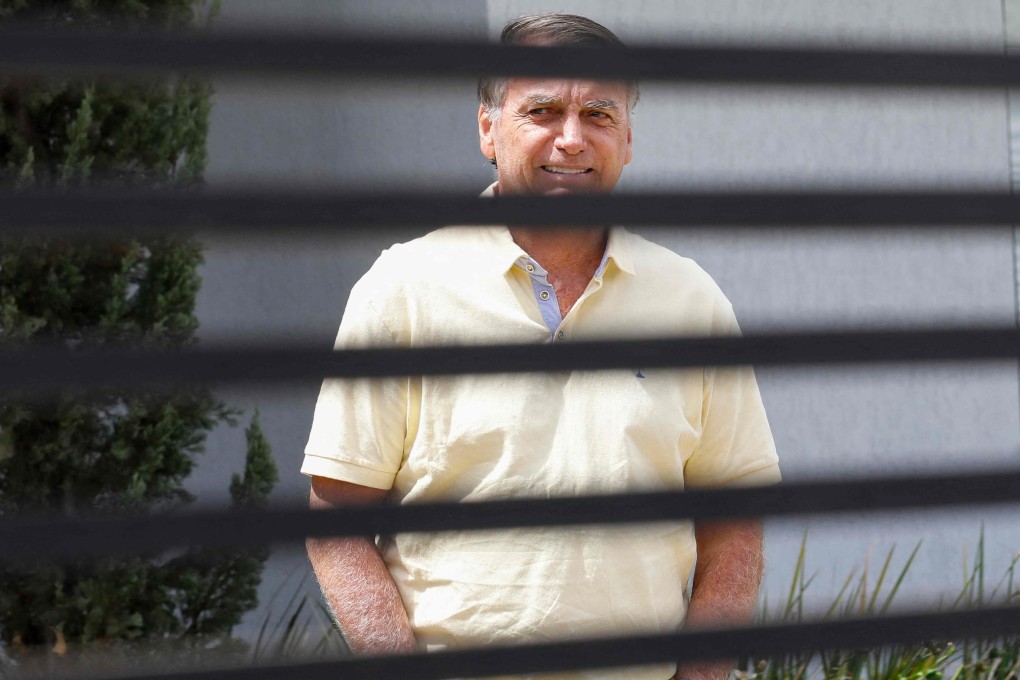 Former Brazilian president Jair Bolsonaro is seen inside his residence in Brasilia, where he has been under house arrest since August. Photo: AFP