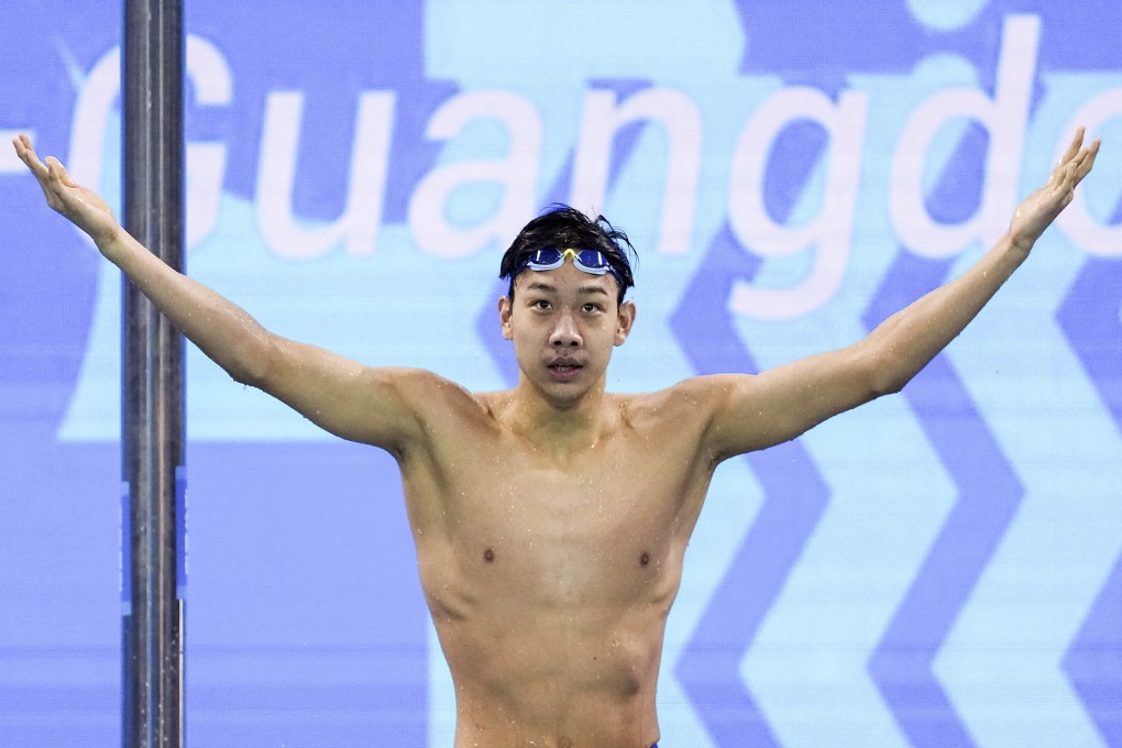 Zhang Zhanshuo of Shandong celebrates after winning the 200m freestyle final at China’s 15th National Games in Shenzhen on Wednesday. Photo: Xinhua