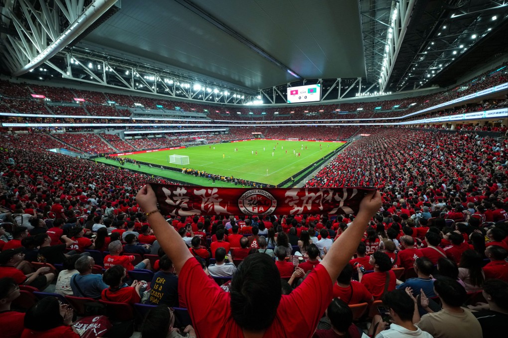 Supporters cheer for Hong Kong team in AFC Asian Cup Qualifiers match between Hong Kong and Bangladesh, at Kai Tak Stadium, on October 14. Photo: Sam Tsang