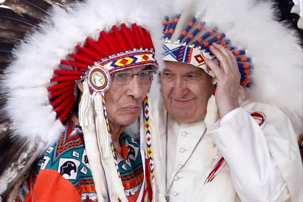 Pope Francis meets First Nations, Metis and Inuit indigenous communities in Maskwacis, Alberta, Canada, on July 25, 2022. Photo: Reuters