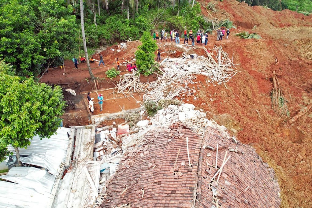 A damaged area after a landslide at Cibeunying Village in Cilacap Regency, Central Java, Indonesia, on Friday. Photo: Indonesia’s National Disaster Management Agency via Xinhua
