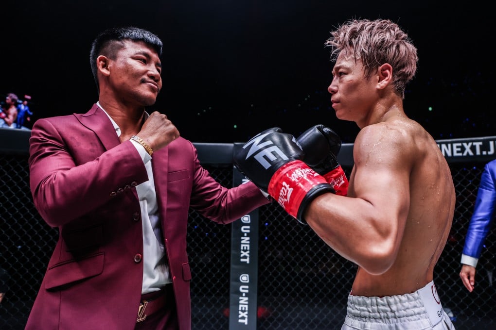 Takeru Segawa and Rodtang Jitmuangnon face off in the ring at ONE 173. Photo: ONE Championship