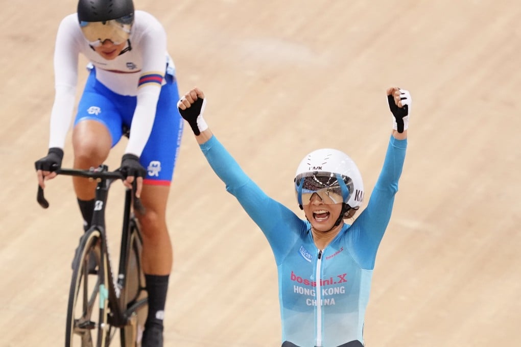 Hong Kong’s Ceci Lee celebrates winning her third gold of the National Games. Photo: Karma Lo