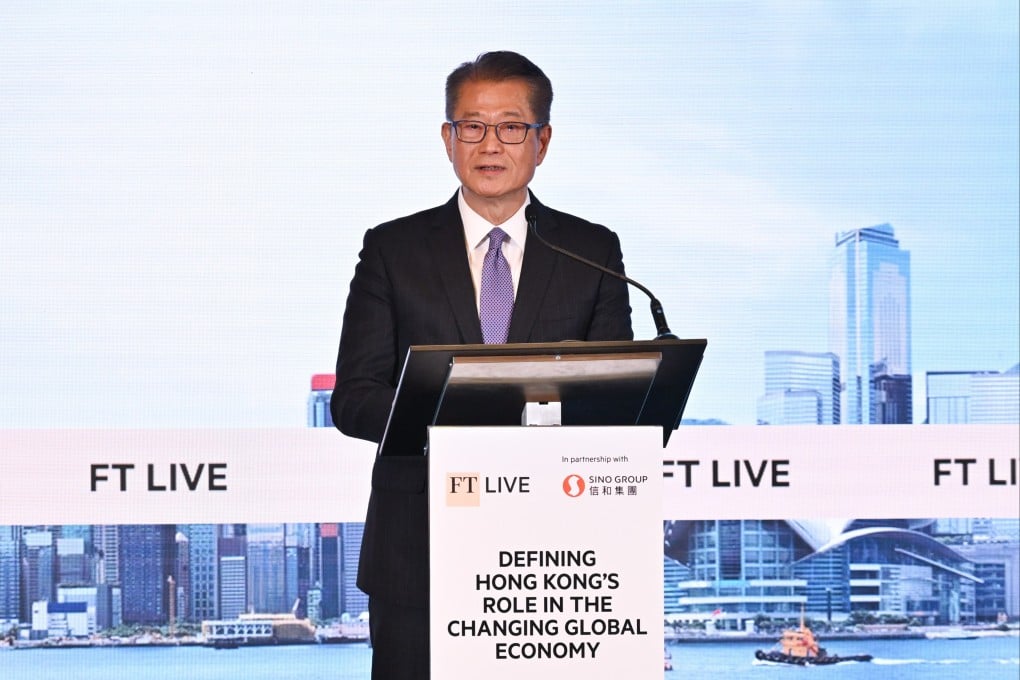 Financial Secretary Paul Chan speaks at the Defining Hong Kong’s Role in the Changing Global Economy conference in Hong Kong on November 18, 2025. Photo: Handout