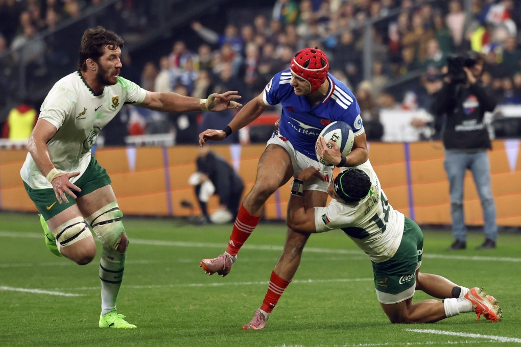 Six Nations winners France (in blue) faced Southern Hemisphere champions South Africa in Saint Denis in early November. Photo: EPA