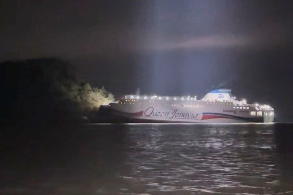 A ferry ran aground off the southwest coast of South Korea, on Wednesday. Photo: The Korea coastguard/Yonhap/AP)