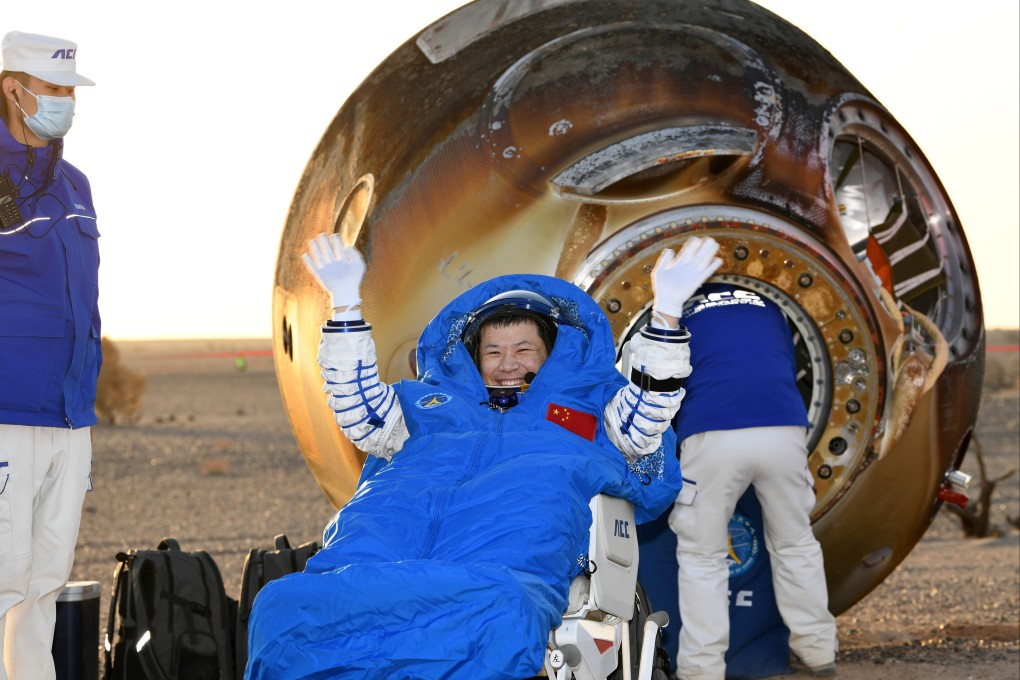 Wang Jie, a Shenzhou-20 astronaut, returns to Earth on the Shenzhou-21 spaceship’s capsule after it touched down at the Dongfeng landing site in northern China’s Inner Mongolia Autonomous Region on November 14. Photo: AP