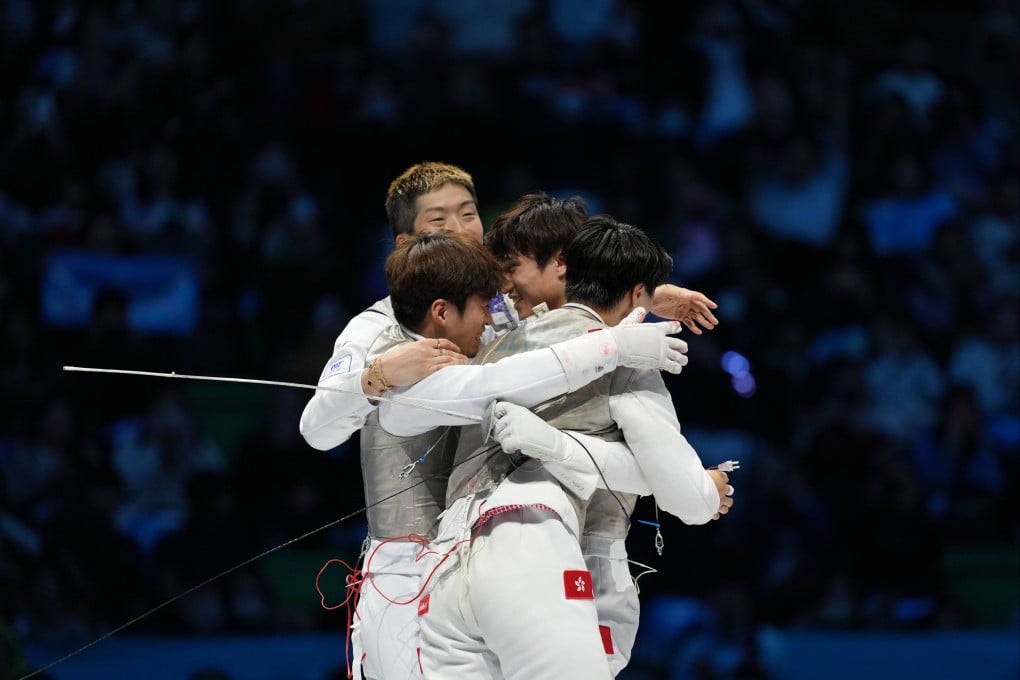 Hong Kong won its first fencing National Games gold medal after the men’s foil team beat Fujian 45-34 in the final on Wednesday. Photo: Elson Li