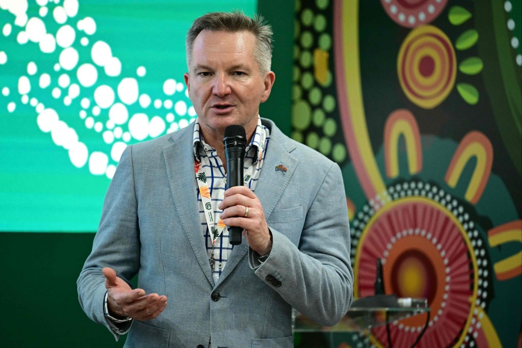 Australia’s Climate Change and Energy Minister Chris Bowen speaks at the Cop30 summit in Belem, Brazil, on Monday. Photo: AFP
