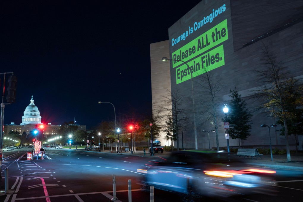 A projection on the wall of the National Gallery of Art in Washington on Monday. Photo: AP
