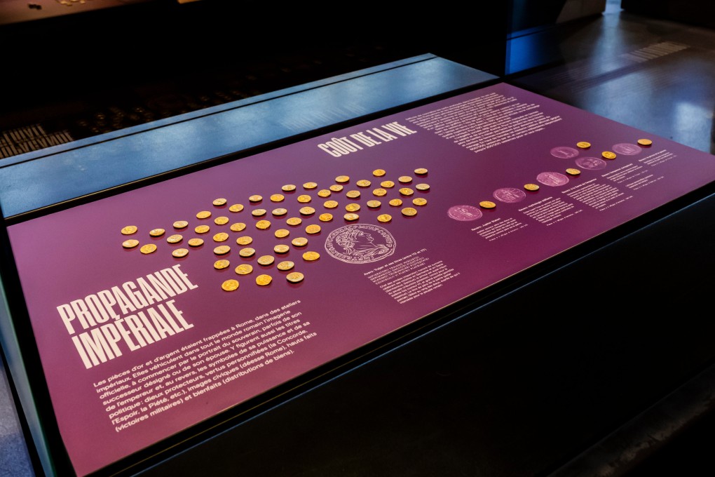 A view of the gold coins on display at the Musee Romain in Lausanne, Switzerland, on November 4. Photo: Keystone/AP