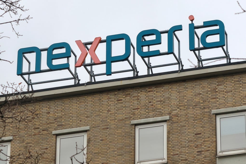 The logo of Nexperia sits on a company building in Hamburg, Germany, on November 19, 2025. Photo: DPA via AP