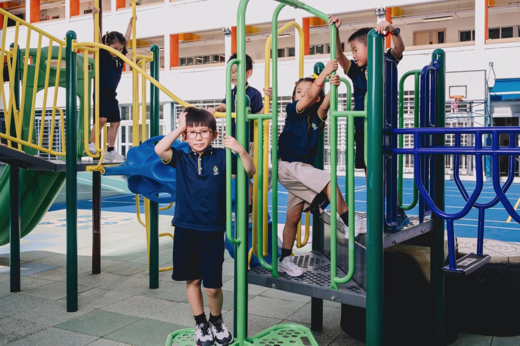 Pupils clamber on climbing equipment at the Christian Alliance P.C. Lau Memorial International School in Hong Kong. Photo: Jocelyn Tam