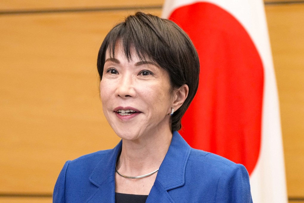 Sanae Takaichi speaks to reporters on Friday. Photo: Kyodo