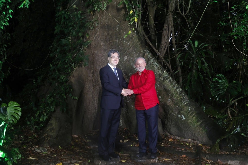 Brazil’s President Luiz Inacio Lula da Silva greets China’s Vice-Premier Ding Xuexiang in Belem, Brazil on November 5, ahead of Cop30. Photo: AFP