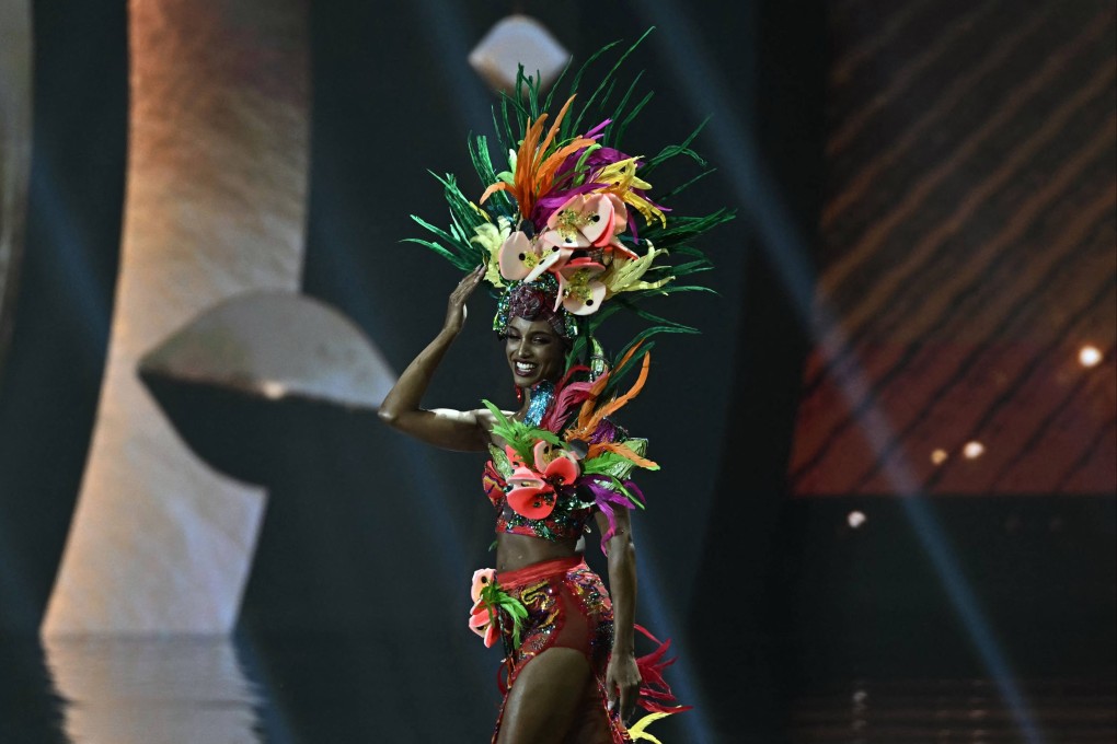 Miss Jamaica Gabrielle Henry walks on stage during the Miss Universe national costume presentation in Nonthaburi, Thailand, on Wednesday. Photo: AFP