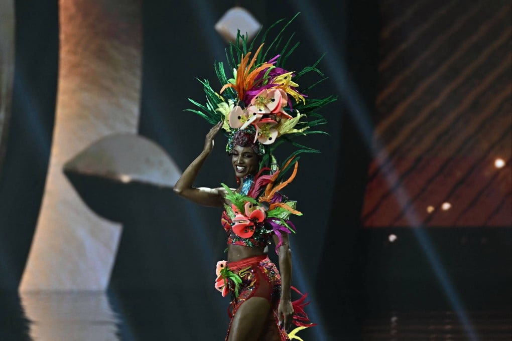 Miss Jamaica Gabrielle Henry walks on stage during the Miss Universe national costume presentation in Nonthaburi, Thailand, on Wednesday. Photo: AFP
