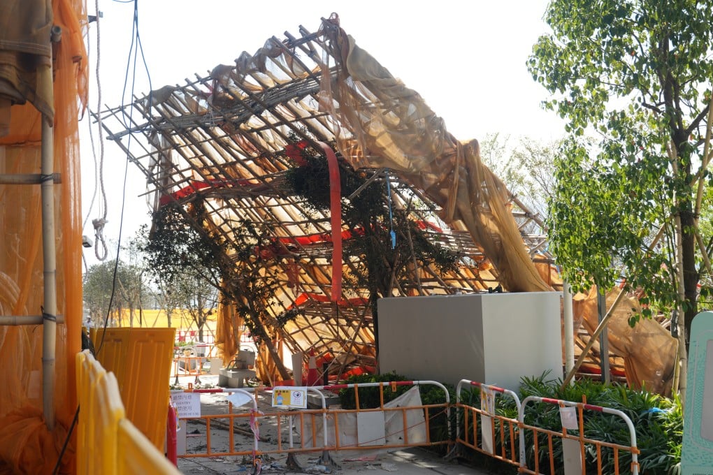 The scene of the fatal incident last February, where the collapse of scaffolding led to the deaths of two female workers. Photo: Sam Tsang