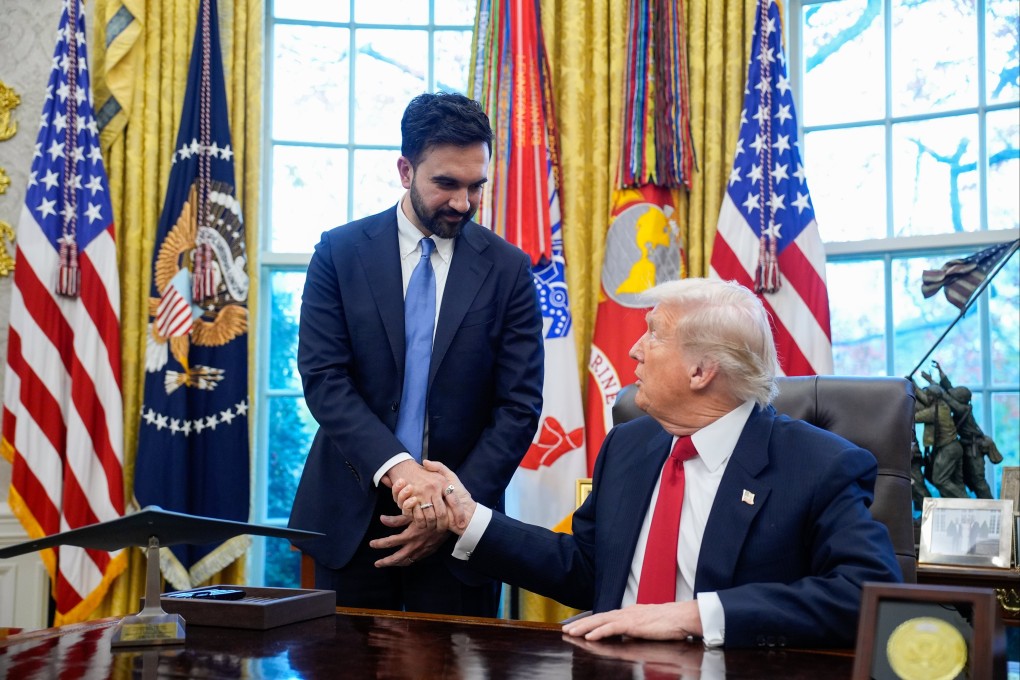 US President Donald Trump (right) shakes hands with Zohran Mamdani, New York City’s mayor-elect, in the Oval Office at the White House on Friday. Photo: EPA