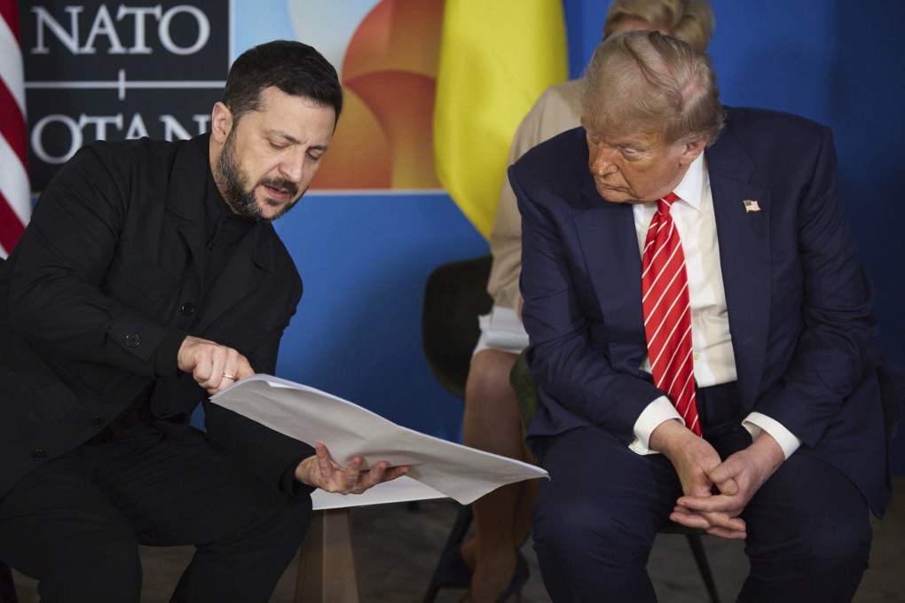 US President Donald Trump (right) meets with Ukrainian President Volodymyr Zelensky on the sidelines of the Nato Summit in the Hague in June. Photo: Ukraine Presidency/dpa