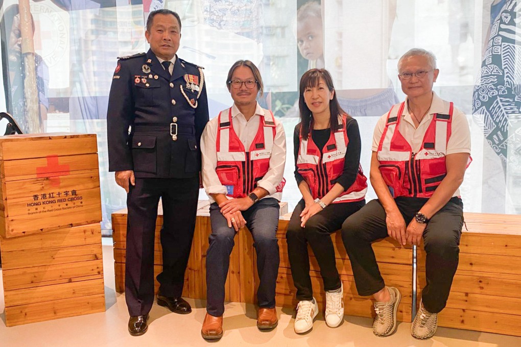 Medical personnel from the Hong Kong Red Cross (from left), Wilbur Chan Chi-keung, Ben Ng, Carman Kwok Yuk-lai and Walter Leung. Photo: Fiona Sun