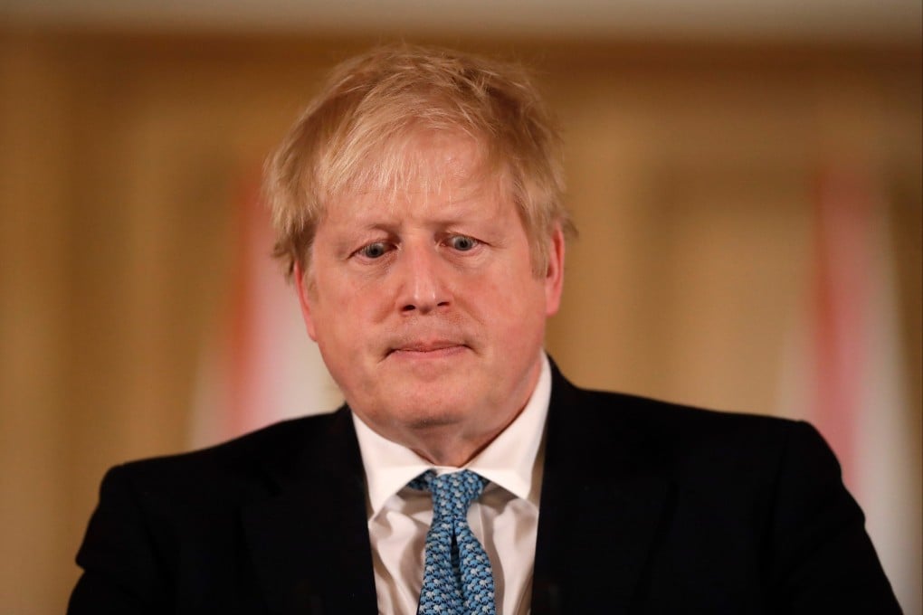 Then UK Prime Minister Boris Johnson gives a news conference about the ongoing situation with the coronavirus outbreak inside 10 Downing Street in London in 2020. Photo: AP