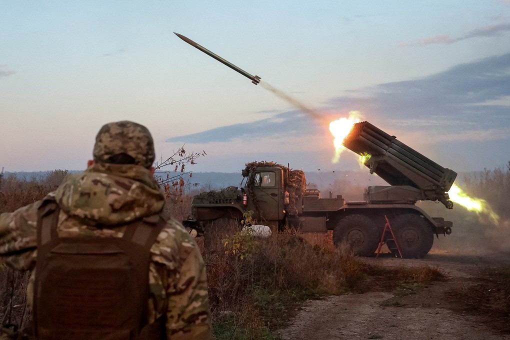 Ukrainian servicemen fire a BM-21 Grad multiple rocket launch system towards Russian troops near the frontline town of Kostiantynivka in the Donetsk region in October. Photo: Reuters