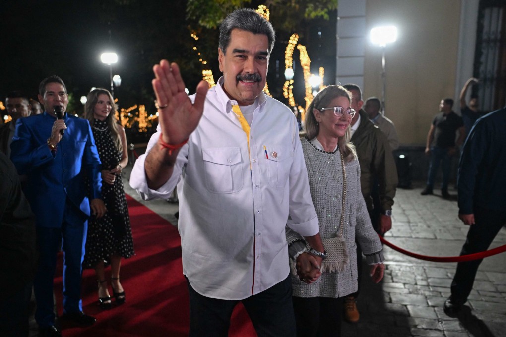 Venezuela’s President Nicolas Maduro arrives for the premiere of a biographical series in Caracas on Saturday. Photo: AFP