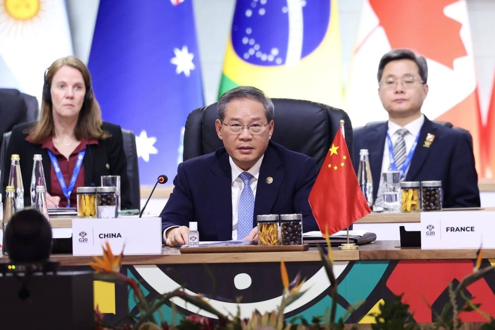 Chinese Premier Li Qiang addresses the first session of the 20th G20 summit, in Johannesburg, South Africa, on Saturday. Photo: Xinhua