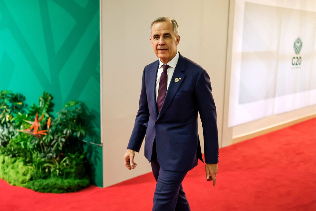 Canada’s Prime Minister Mark Carney arrives for the second day of the G20 Leaders’ Summit at the Nasrec Expo Centre in Johannesburg on Sunday. Photo: AFP