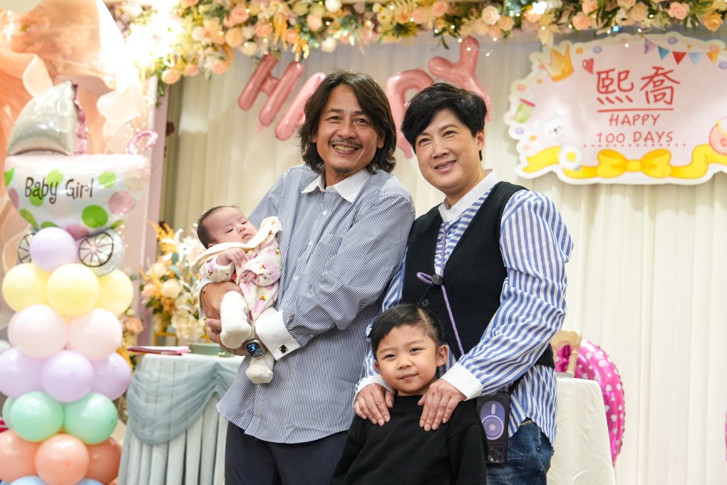 Brian Wong and his wife Lilian Chan with daughters Gia (left) and Miracle. Photo: Sun Yeung