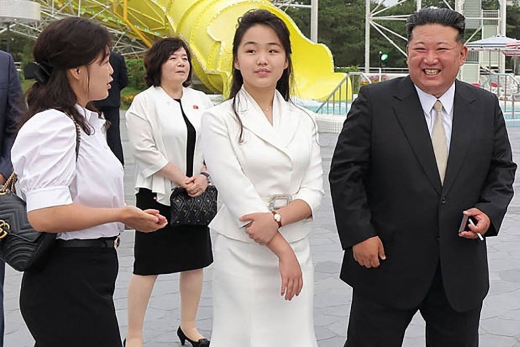During a visit to the Wonsan Kalma coastal tourist area in June, Ri Sol-ju (left), the wife of North Korean leader Kim Jong-un (right), was seen carrying a Gucci bag alongside their daughter, Ju-ae (centre).Photo: KCNA/AFP
