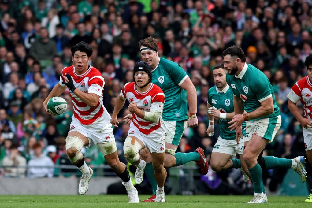 Japan full-back Yoshitaka Yazaki makes a break during the Autumn Nations Series match against Ireland in Dublin on November 8. The Irish won 41-10. Photo: AFP