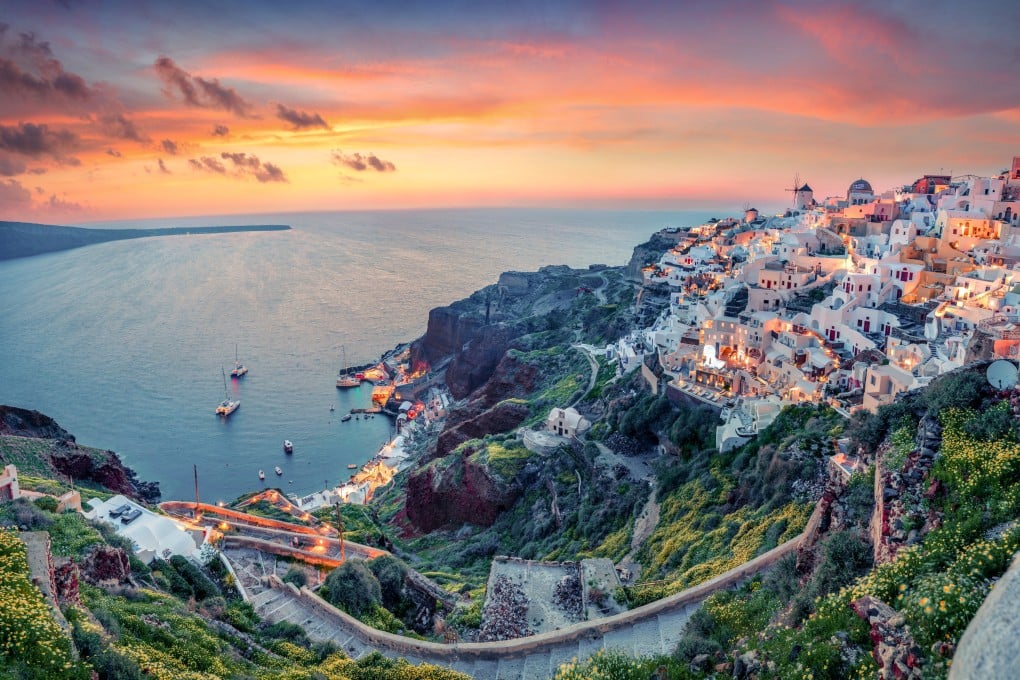 Sunset on the Greek island of Santorini. Photo: Shutterstock