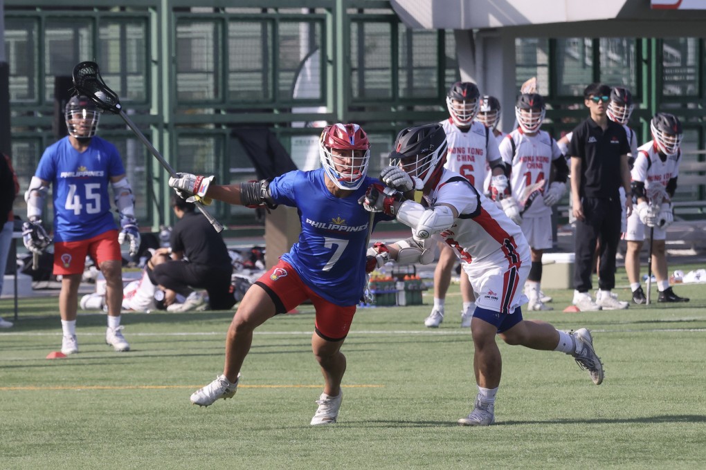 Hong Kong’s Lai Kwok-wang (in white) challenges Jon Dugenio of the Philippines during last year’s Super Sixes at Wong Chuk Hang Sports Ground. Photo: Jonathan Wong