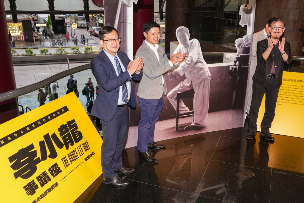 Bruce Lee’s younger brother Robert, right, was in attendance as plans for a new monument, extending the memorial trail, were unveiled at the Prudential Centre in Tsim Sha Tsui. Photo: Eugene Lee