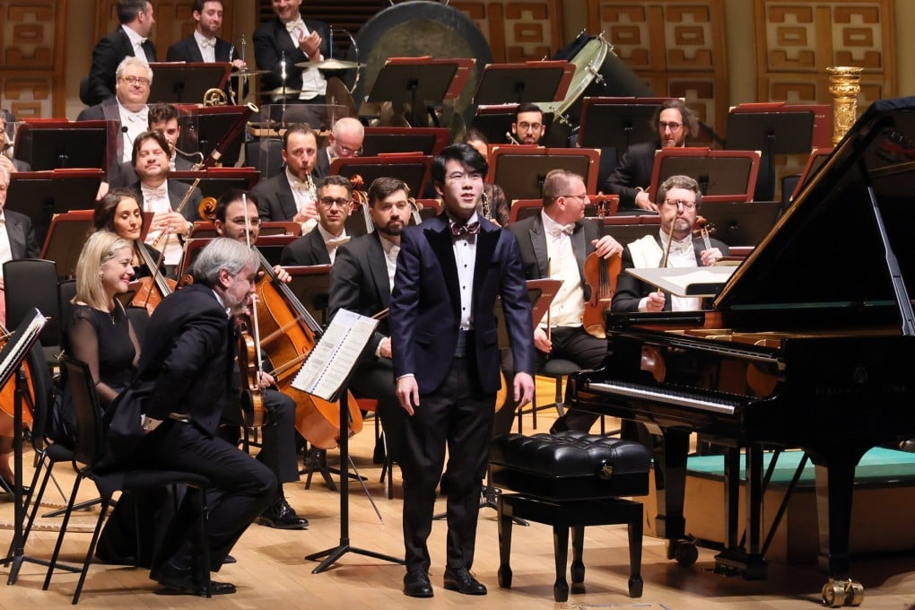 Aristo Sham stands on stage with the Orchestra dell’Accademia Nazionale di Santa Cecilia - Roma at the Hong Kong Cultural Centre Concert Hall on November 20, 2025. The Hong Kong pianist stepped in as the soloist in Ravel’s Piano Concerto in G, replacing Italian pianist Beatrice Rana, who had to cancel her visit. Photo: LCSD